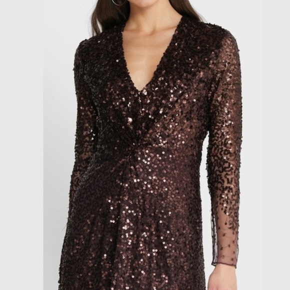 NWT French Connection Emille Sparkle Long Sleeve Sequin Sheath Dress Size 4 - Picture 7 of 17